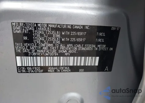 2018 Toyota Rav4 Le from USA, damaged, VIN 2T3BFREV1JW700784